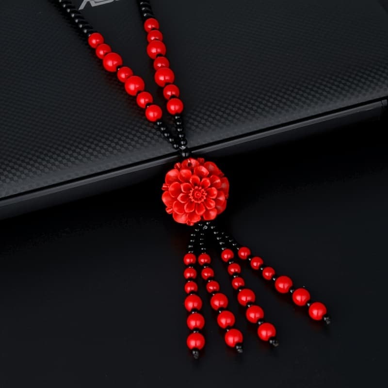TEMU 1pc Pendant Pendant Red Flower Pendant Good Luck And Men Women Gift