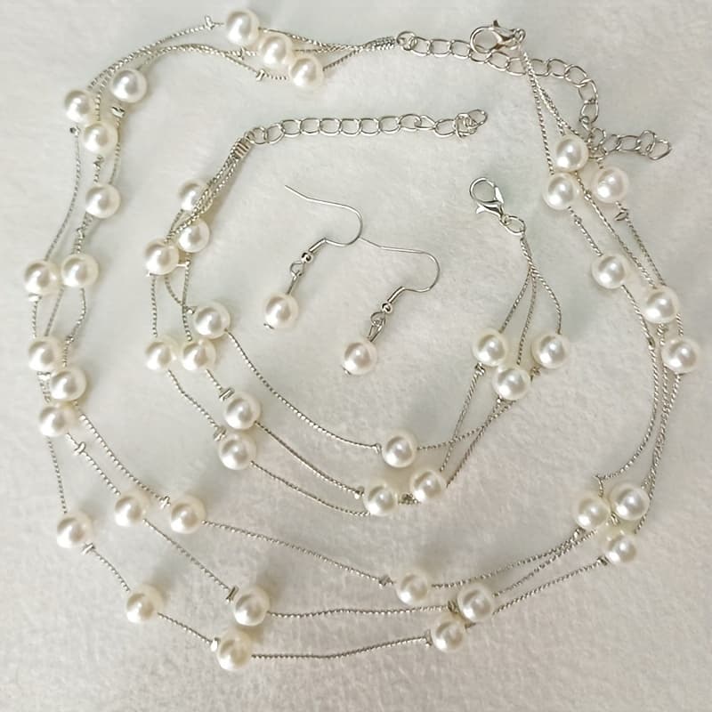 TEMU A Set Of 3pcs Women's Necklace, Earrings, And Bracelet Jewelry Set
