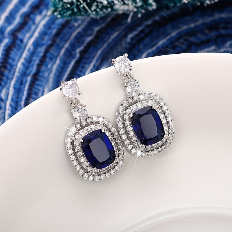 TEMU Luxury Pendant Micro Synthetic Zirconia Earrings For Women Casual Party Jewelry()