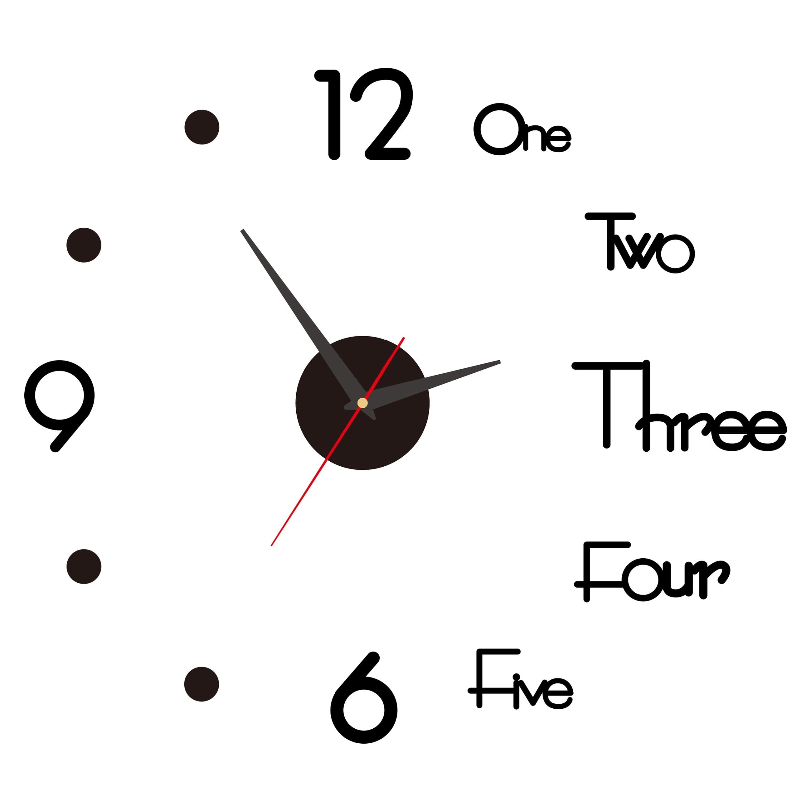 TEMU Acrylic Clock Home Decor Style Number English Wall Clock Bedroom Living Room Dining Room Wall Sticker Silent Clock