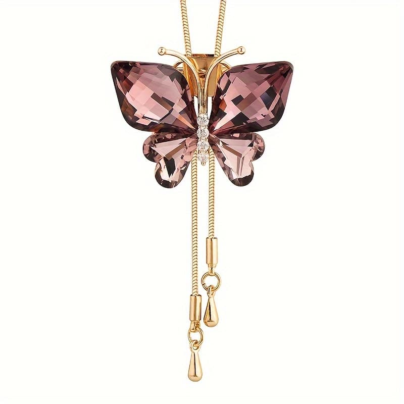 TEMU Fashionable And Versatile Wear Artificial Crystal Long Necklace For Women, Sweater Chain, Brooch
