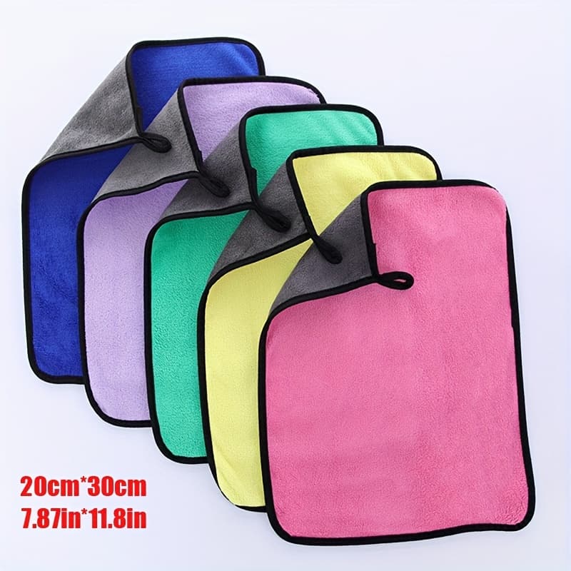 TEMU [5 Packs] Thickened Car Cleaning Towel, Wiping Towel, Car Interior And Exterior Beauty Maintenance Absorbent Towel, Car Cleaning And Beauty Products