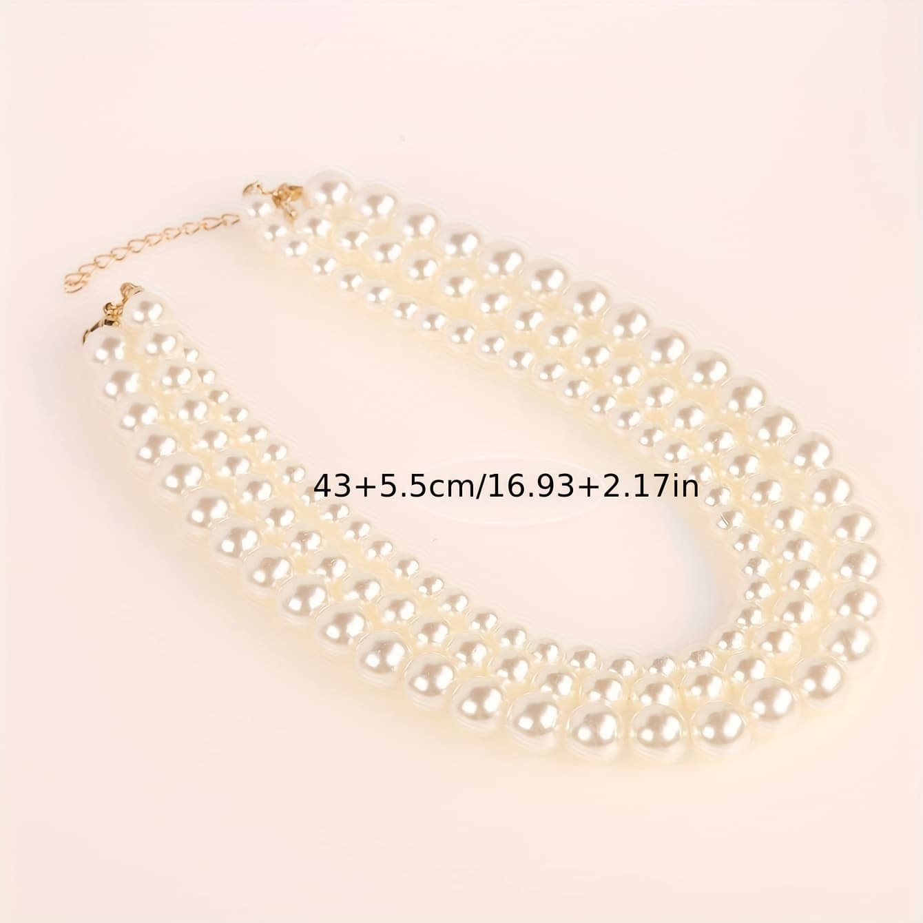 TEMU Vintage Style Layered Choker Pearl Necklace For Women, Triple Strand Acrylic Pearls, No Plating, Ideal For Daily Wear & Parties, Mardi Gras Accessory, Fits All