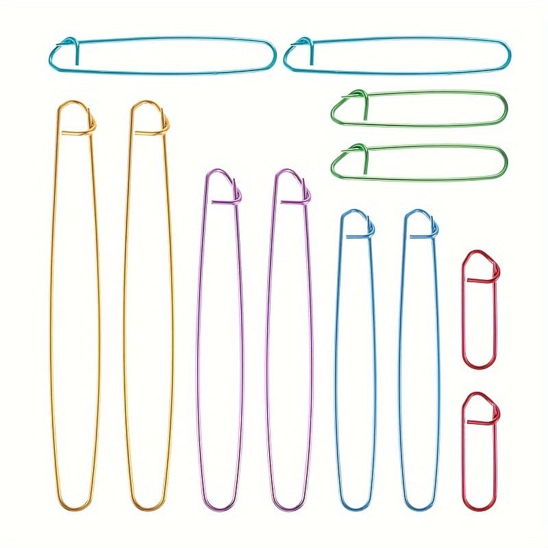 TEMU 6/12pcs Holders For Knitting 6 Size Aluminum Yarn Holders Colorful Alloy Yarn Holder Set Knitting Crochet Practical Tools Safety Pins