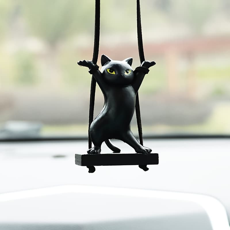 TEMU 1pc Cat Car Pendant, Cute Cat Dancing Cat, Creative Car Interior Mirror Decorative Pendant