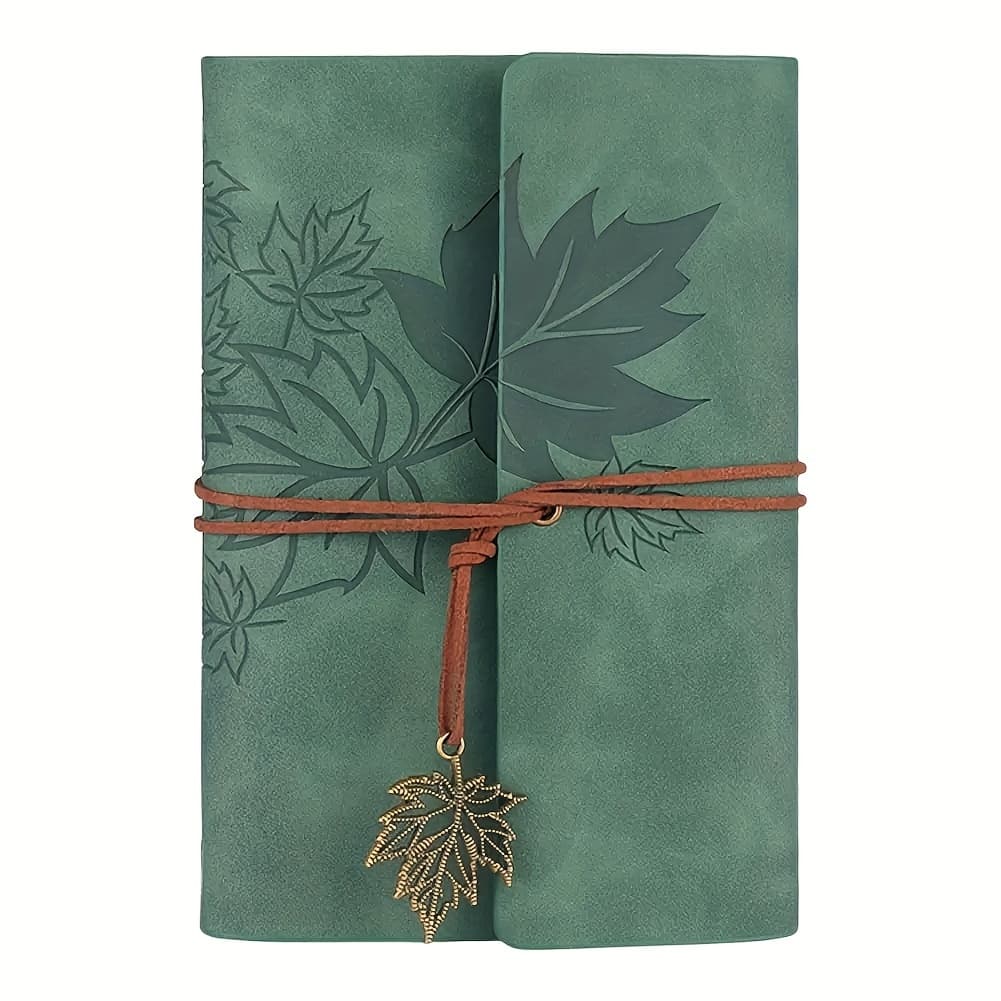TEMU Retro Maple Leaf Spiral Bound Notebook - Premium Faux Leather Cover, 6 Vibrant Colors, 160 Pages With Elastic Closure, Travel Journal & Diary For Daily Writing, Gift Idea