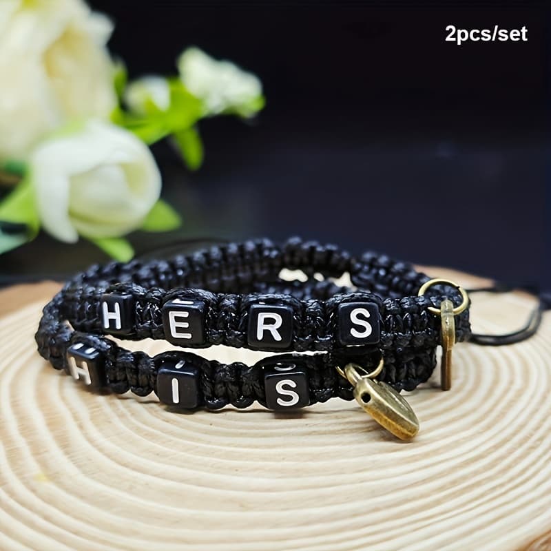 TEMU 2pcs Trendy Key Lock Bracelets For Couples For Daily Decoration, Gift For , Holiday Birthday Gift For /, For Teenager, For Teenager