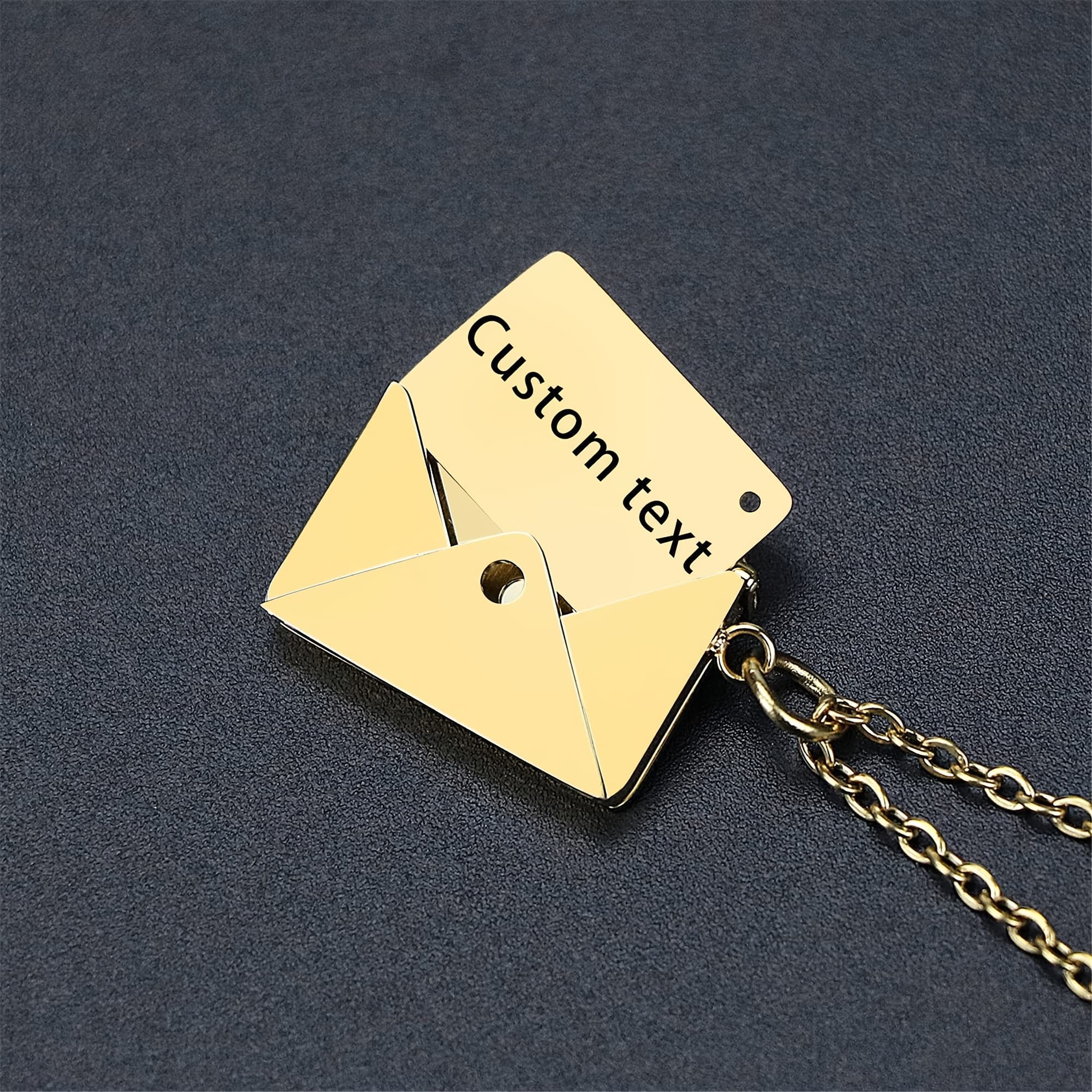 TEMU Personalized Name Envelope Necklace Custom Text Necklace Can Open Envelope Pendants Jewelry
