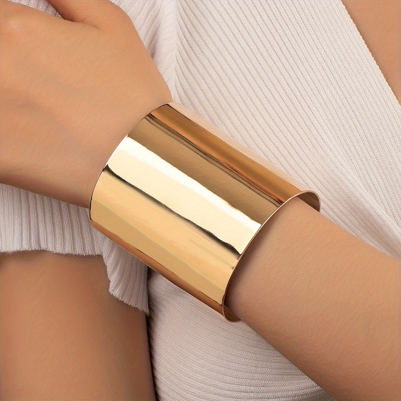 TEMU A Women's Metal Women' Open Metal Shiny Bracelet