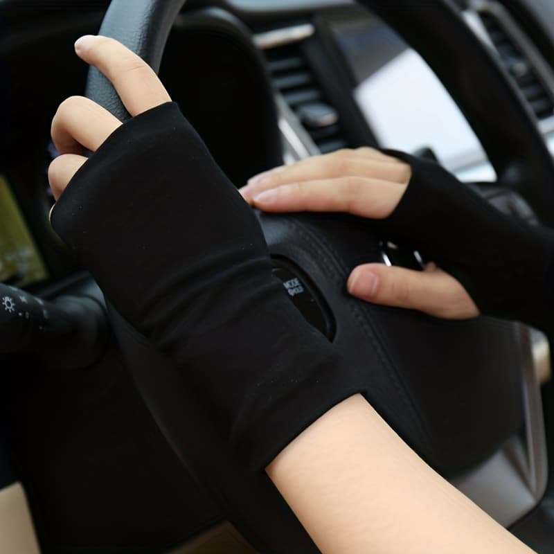 TEMU Summer Unisex Thin Fingerless Gloves For, Loose Fit Half-finger Covering Pair