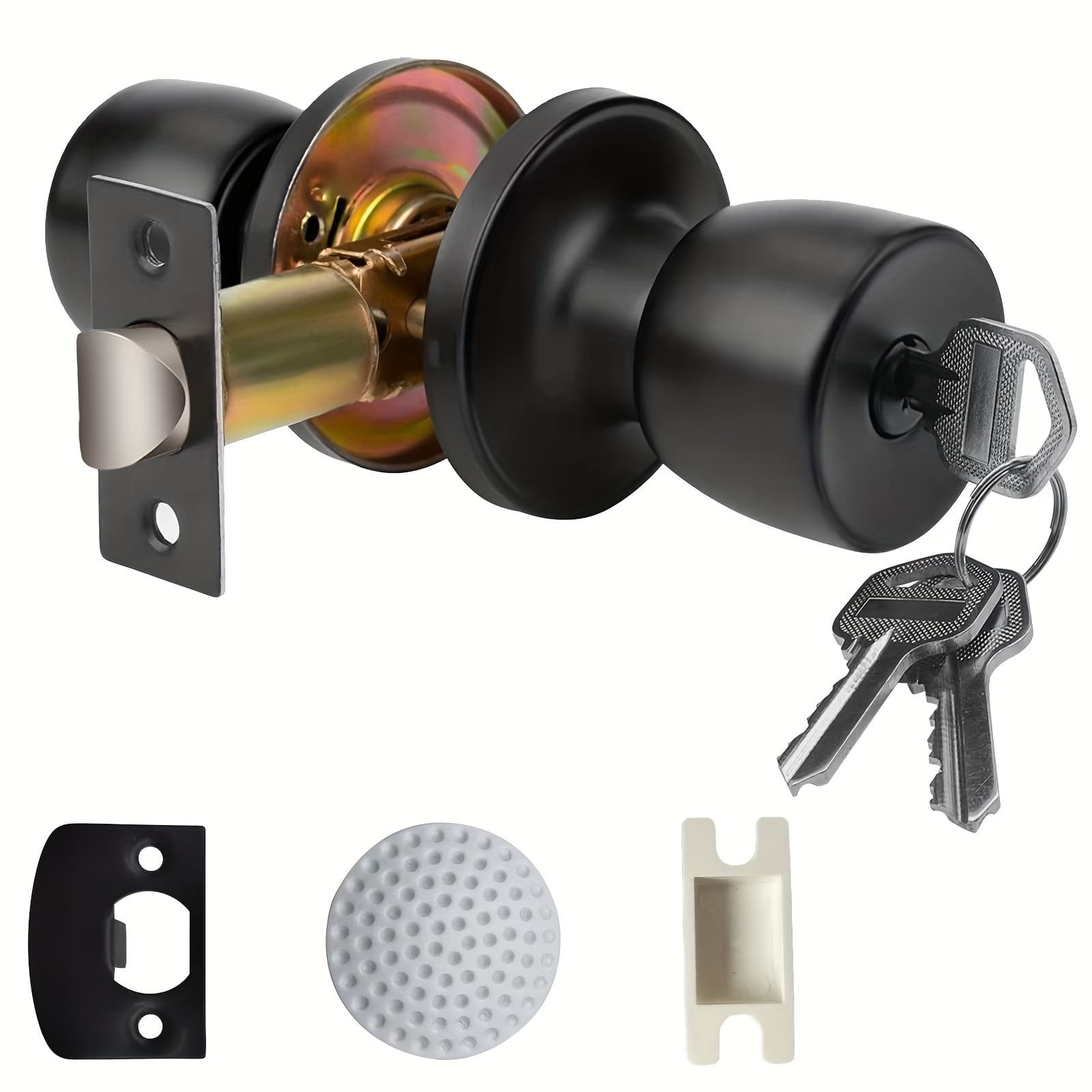 TEMU Round Ball Door Knob With - Alloy, , Ideal For Bedroom Or Bathroom Interior/exterior Use