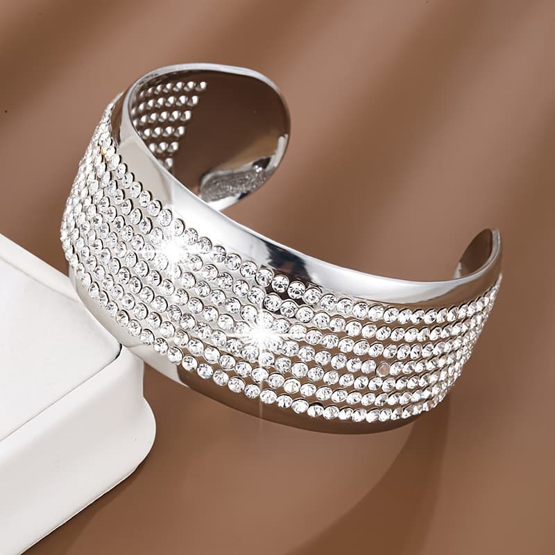 TEMU Exquisite Wide-bezel Synthetic Synthetic Zirconia Fashion Women's Bracelet
