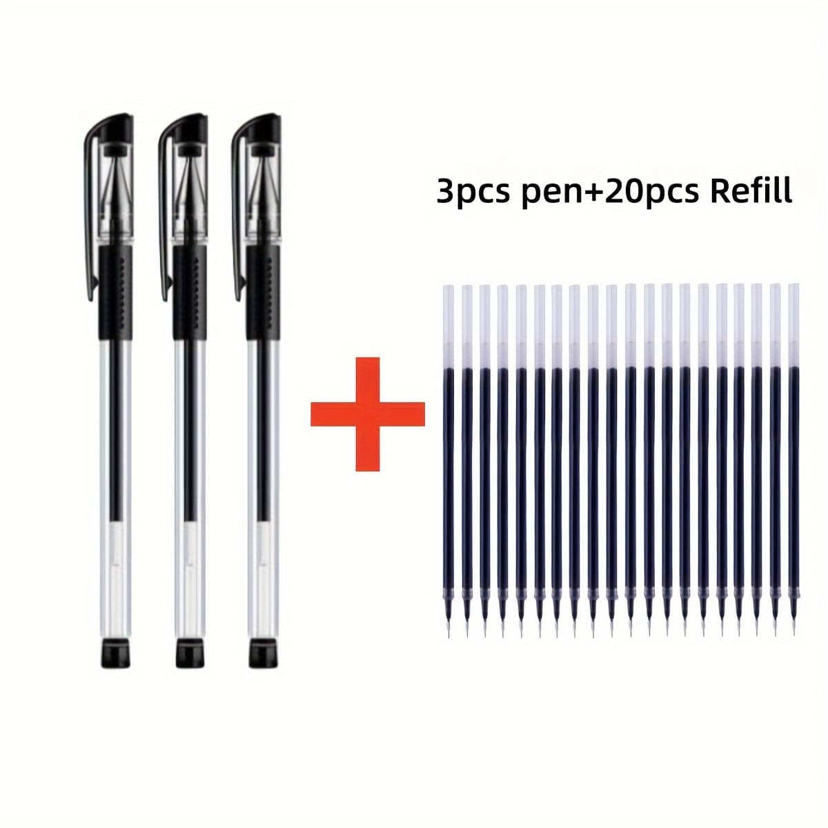 TEMU 23pcs Set Of Black Business Signature Pens, Suitable For University And High School Students, Office Supplies, Exam Gel Pens With A 0.5mm Needle Tip