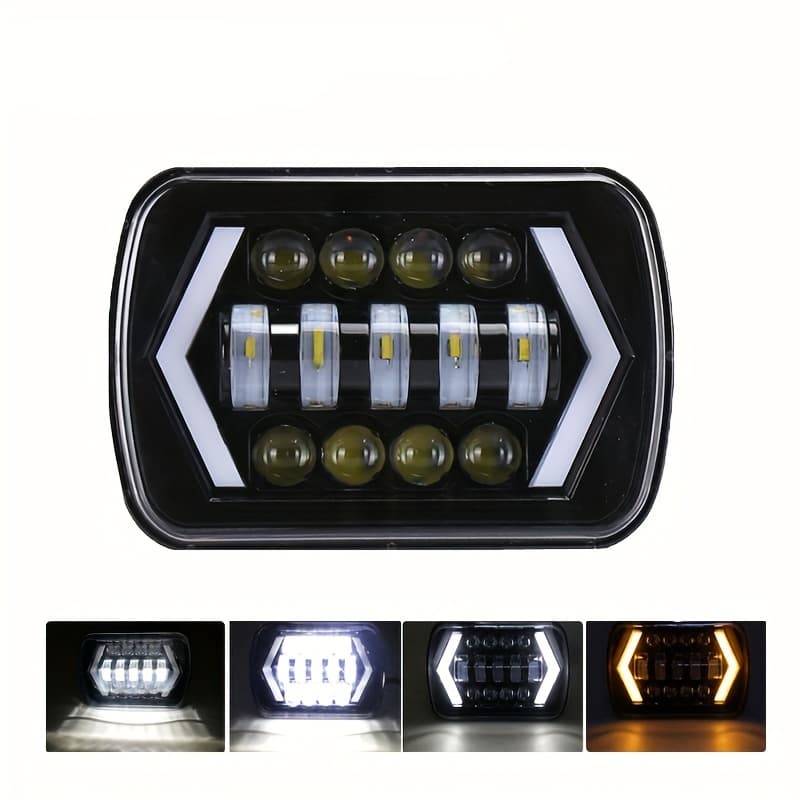 TEMU 1pc 7-inch Square Headlight Work Light Spotlight Led Front Headlight 5x7 Arrow Style Car Light Turn Signal High/low Beam