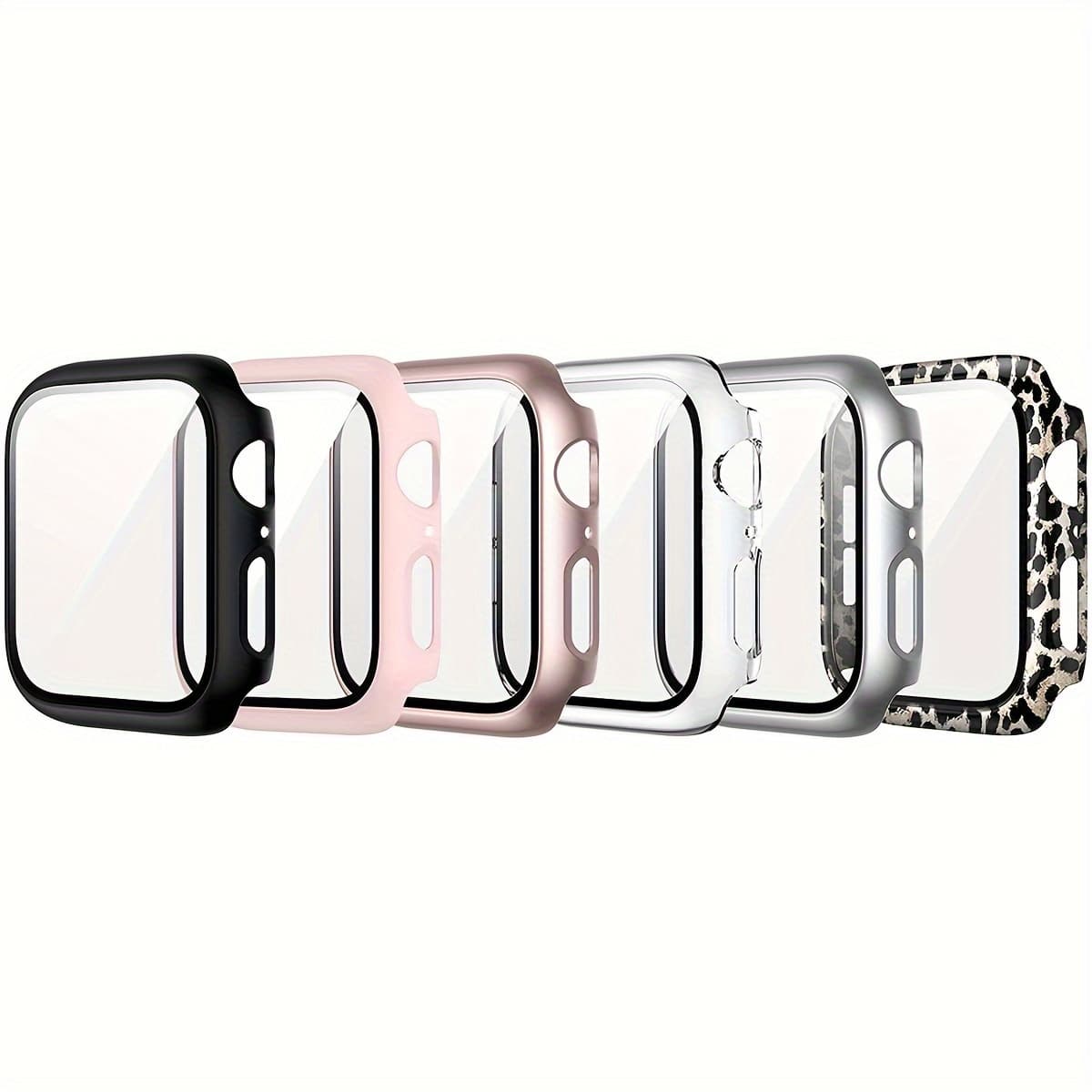 TEMU 6pcs For Watch Case Set With Tempered Glass Screen Protector & Smart Watch Case - Ultra-thin 2-in-1 Anti-fall Design, Compatible With For Watch /2/3/4/5/6/7/8/9/10/11/se/ultra
