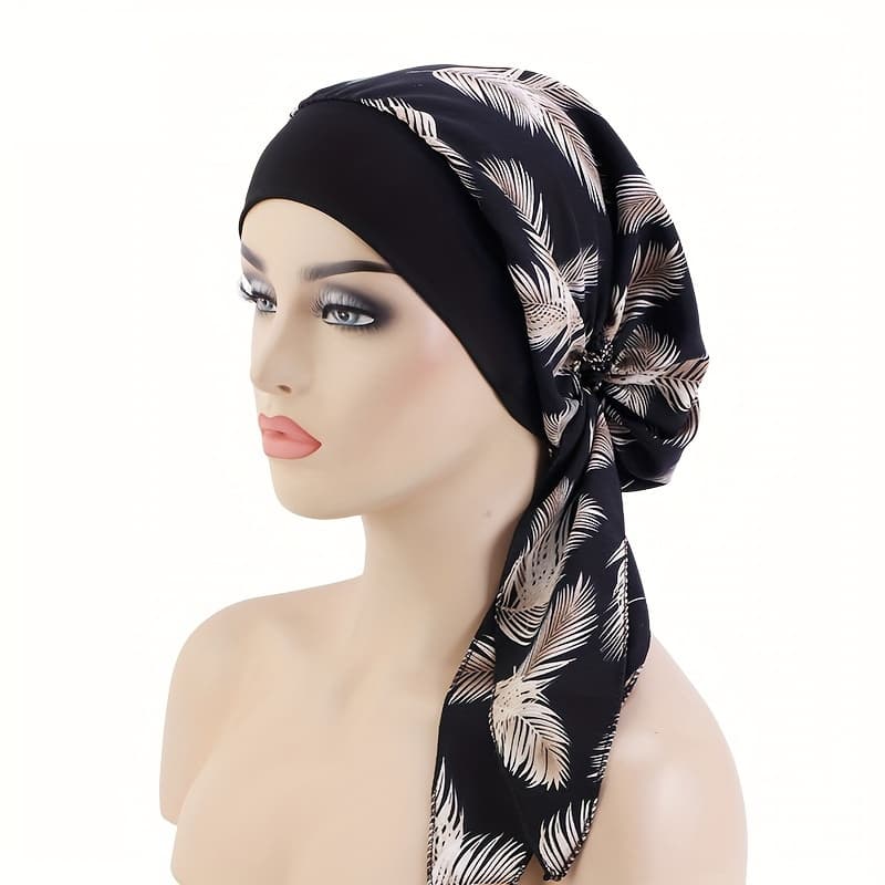 TEMU Ethnic Style Tie-on , Stretchy Wide-brim Ribbon Head Wrap, Chemotherapy , Home Hat