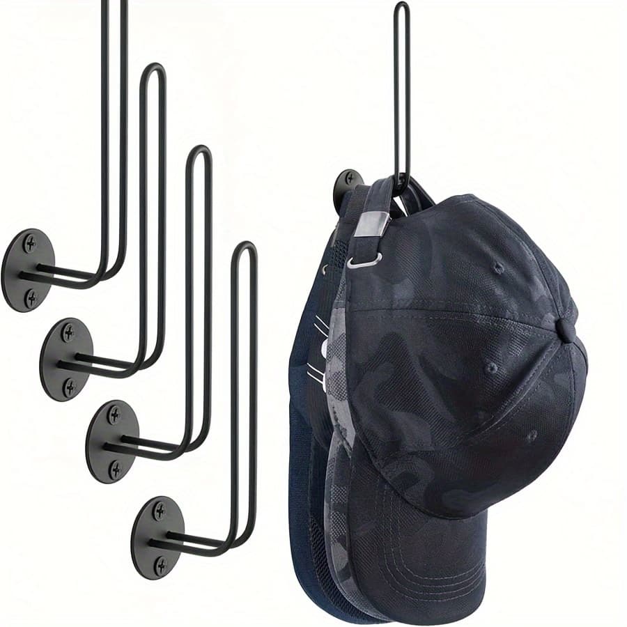 TEMU 1/3/5pcs Metal L-shaped Rack, Designed For Storing Baseball Caps And Hats, Wall-mounted Hat Holder, Suitable For Use In Bedrooms, Kitchens, Offices, And