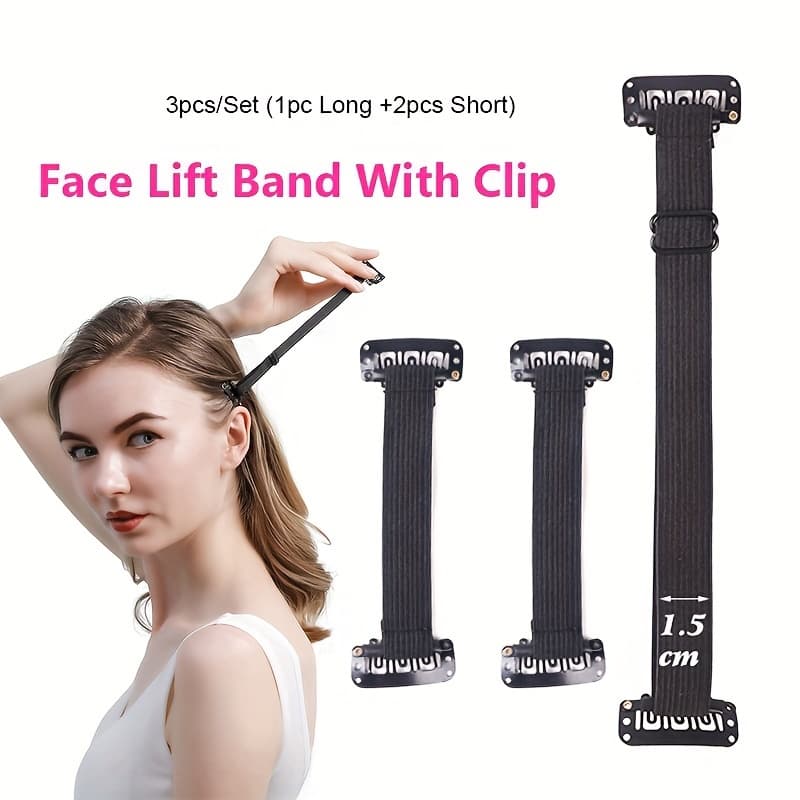 TEMU 3pcs Face Lifting Headband With Clips, Invisible Lifting Strap, Lifting Strap, Lifting Face Strap