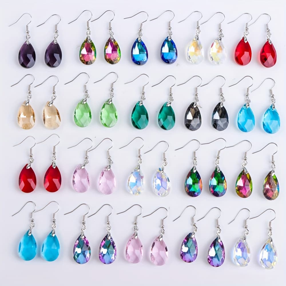 TEMU 10 Pairs / Set Elegant Simple Shiny Colored Water / Maple Leaf Shaped Earrings Temperament Women's Jewelry Daily Party Wearing Gifts