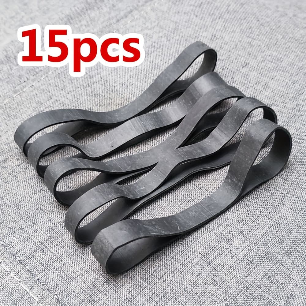 TEMU 15pcs Black Rubber Bands, 5.7" Stretchable Office Stationery Ties For Packaging And Organization, Rubber Bands
