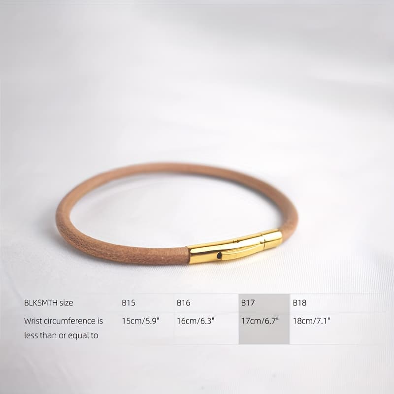 TEMU 1pc Blksmth Gold-plated Cowhide Women's Minimalist Plain Leather Basic Bracelet