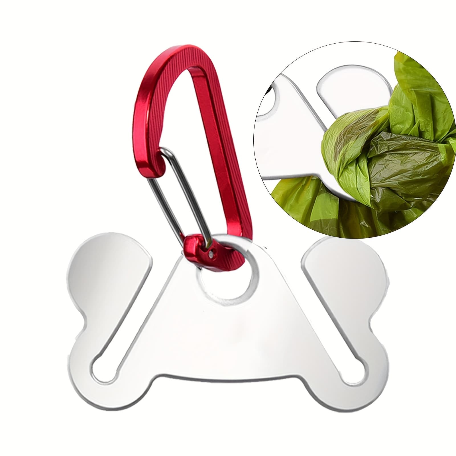 TEMU Stainless Poop Bag Holder With Red Clip - Metal Bone-shaped For Pet Owners
