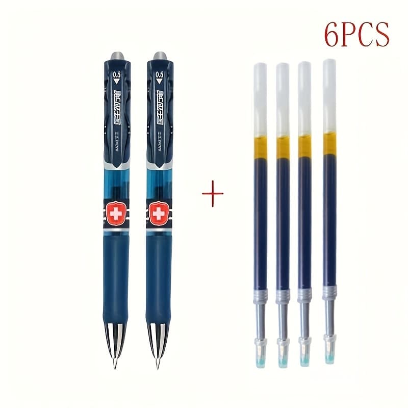 TEMU 2 Pens + 0.5mm Prescription Pen | Quick-drying, Extra Fine Point, Large Capacity, Blue Black, Writing Stationery, Office Stationery -