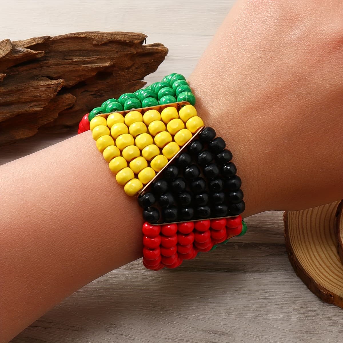 TEMU Bohemian Style Retro Handmade Beaded Colorful Elastic Bracelet Ladies Casual Versatile Accessory Ramadan Bracelet Wristband Bangle