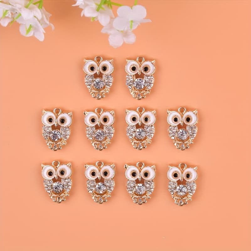 TEMU 10pcs Point Drill Owl Alloy Pendant Earrings Necklace Jewelry Additions