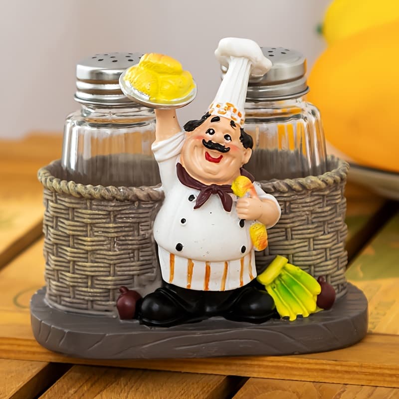 TEMU Chef-themed Glass Salt & Pepper Shakers - Perfect For Home, Kitchen, Restaurants, Cafes & Picnics - Ideal Christmas & New Year Party Decor