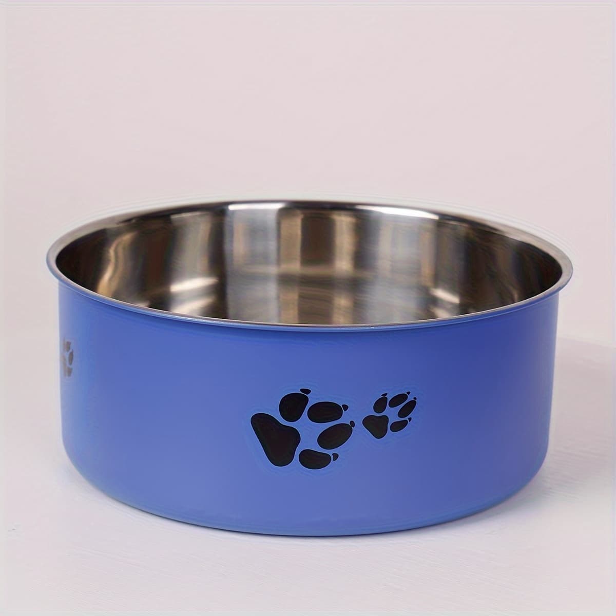 TEMU 1pc Stainless Bowl Paw Print Dog Feeder Bowl Easy To Clean Non-slip Dog Water Drinking Basin Christmas Gift