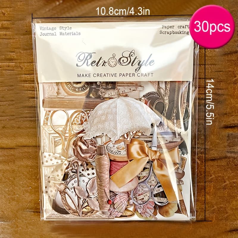 TEMU 30pcs Retro Hard Card Sewing Items Aesthetic Paper 4.3in X 5.9in Pattern Single-sided Decoupage Paper Pad For Crafts Journaling Supplies Gift Wrapping Album Art Decorative Craft Paper