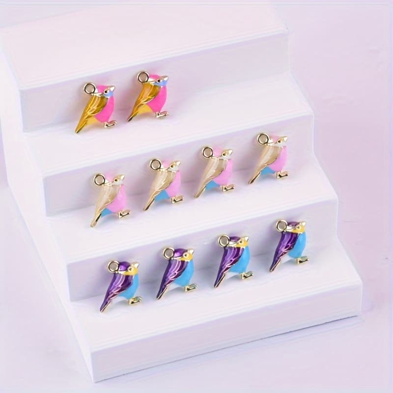 TEMU 10pcs Of Three-dimensional Swallow Bird Alloy Pendant Additions For Earrings And Necklaces