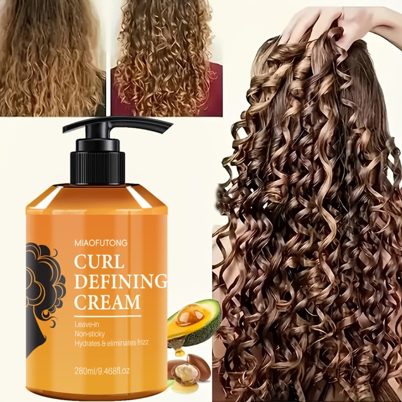 TEMU 280ml Argan Oil Defining Cream - Hydrating Styling Conditioner For All Hair Types | Enhances Shine, Volume | Ideal For Dry & Frizzy Hair ( & )