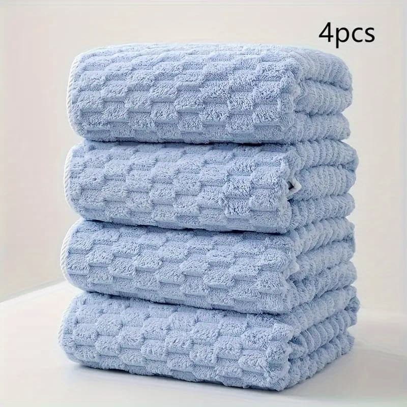 TEMU 4-pack Waffle Weave Super Soft Bath Towels, Ultra Absorbent Quick-dry Microfiber Towels For Adults, Soft Textile & Travel Towels, Durable For Daily Use - 80%, 20% Nylon