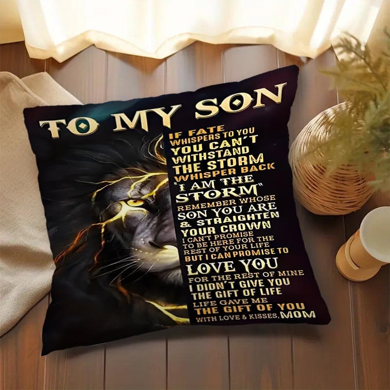 TEMU 1 Bohemian-style Pillowcase Featuring A Lion Print, Measuring 17.7"x17.7" - Uplifting Sayings For Your Son, Made From Polyester, With A Zipper Closure, Machine Washable