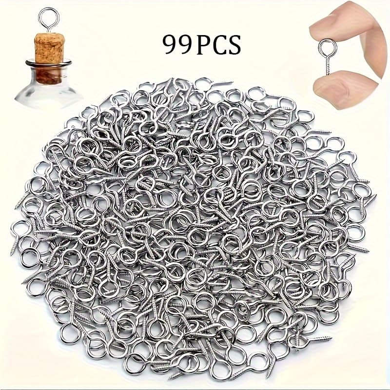TEMU 99pcs Stainless Steel Screw , Fashion Style Wall Hanging Ring , Suitable For , Photos, Clay And Resin Pendants, Polished Surface, Heavy, Suitable For Christmas Tree And Home Decoration