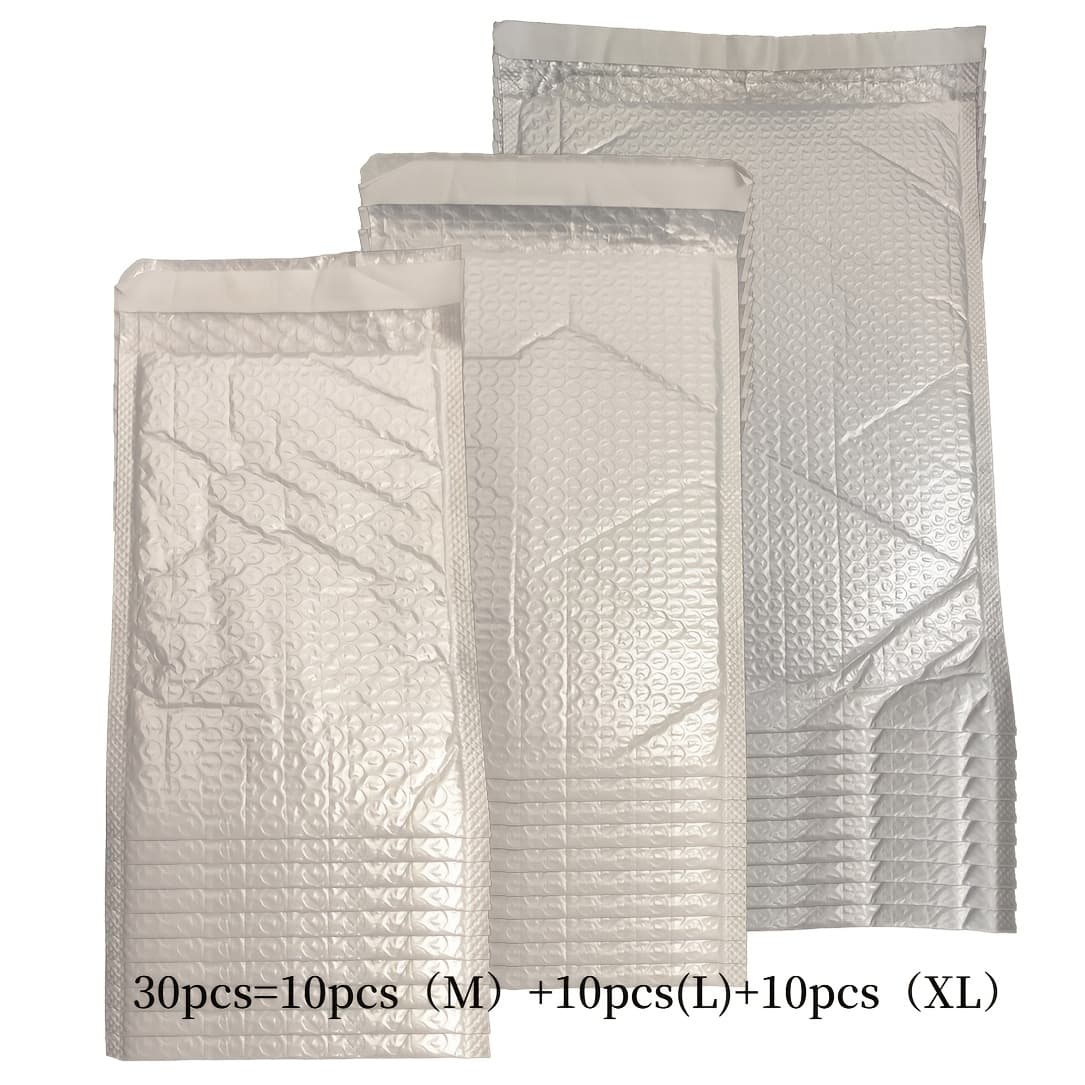 TEMU 30-pack (10pcs Each) Self-adhesive Pe Bubble Mailers | Thick Cushioning Shockproof Pouches | For Jewelry, Trinkets, Fragile Small Items Shipping & Postage Savings