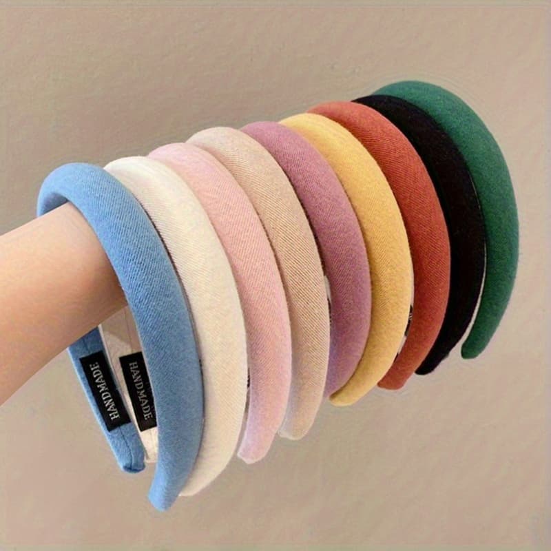 TEMU 9pcs Set Of Colorful Headbands, Women's Washable High Crown Headbands, Elegant And , Solid Color, Fabric Material, Women's Fashion Additions