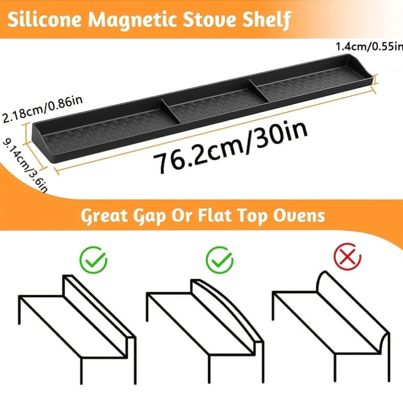 TEMU 30 Inch Silicone Stove Oven Top Shelf Magnetic For Kitchen Gadgets, Soft Flexible Strong Resistant Spice Rack Kitchen Organizer For Over Oven Stove