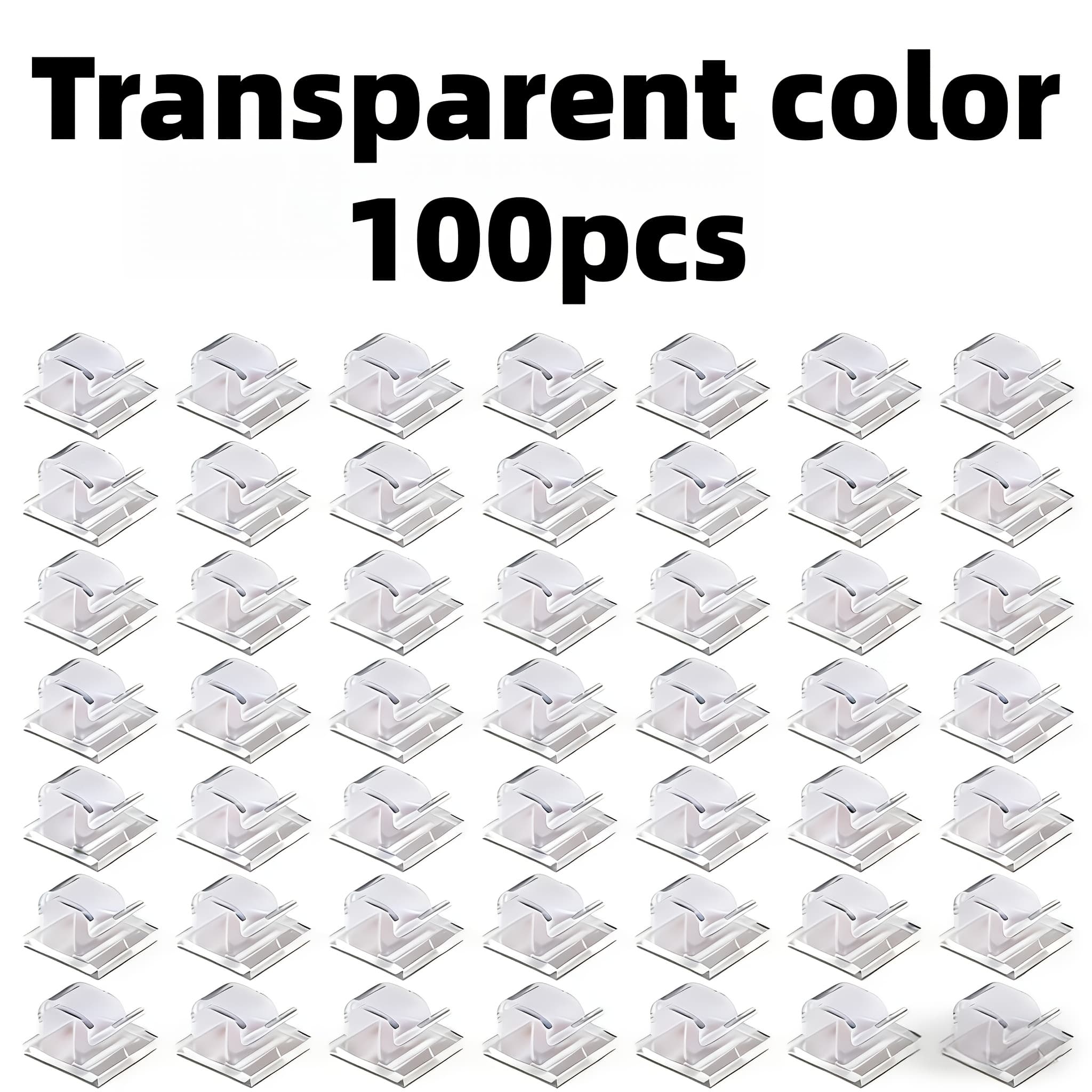 TEMU 100pcs Adhesive Cable Clamps, Transparent Wire Brackets For Management, Plastic Cable Tissue Clamps For Walls And Under Tables