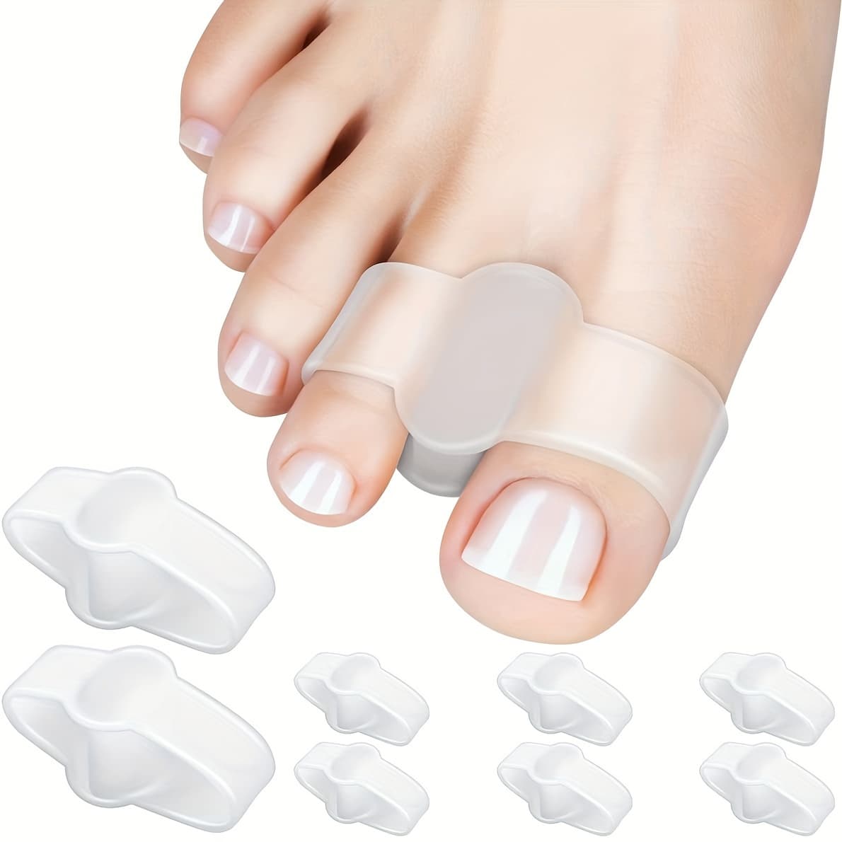 TEMU 4pcs Toe Separator, Silicone Thumb Stacking Toe Splitter, Toe Thumb Anti-grinding Foot Separator, For Day And Night Use
