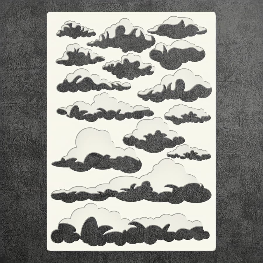 TEMU 2pcs Combinable Cloud Stencils, A4 Size Reusable Plastic Painting Stencils, White Cloud Patterns For Walls, Fabrics, Clothing, Furniture, Canvas And Cards - Ivory Pet Material
