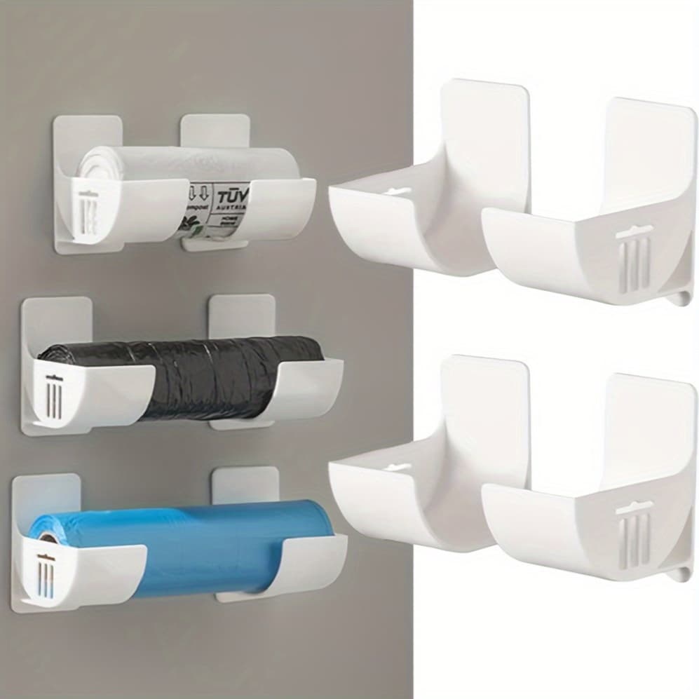TEMU 6-pack Plastic Utility Hanging Shelves, Wall Mount Multipurpose Storage Racks, No-drill Organizer For Kitchen, Refrigerator, Umbrella, Wrap, And Trash Bag Storage, Utility Racks
