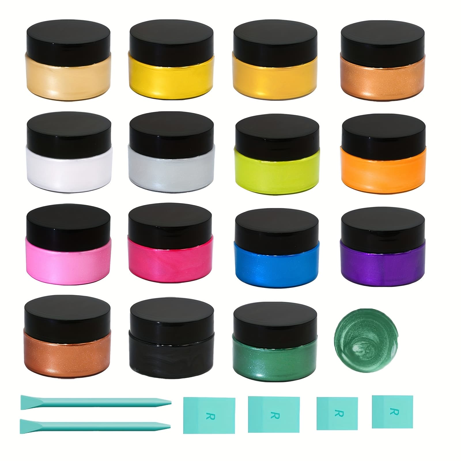 TEMU 11pcs/21pcs Metallic Chalk Paste Set Acrylic Metallic Painting On Wood, Clothing, Ceramic, Fabric Metal Pigment Adhesive Stencils Paint Mesh Transfers Paste Wood Craft Art Paint