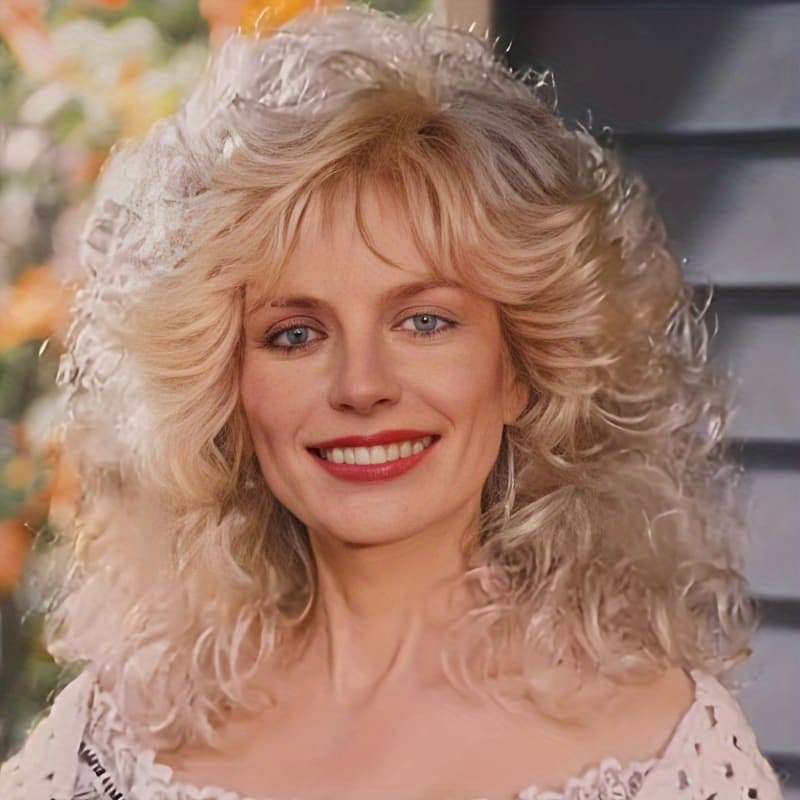TEMU Women's Blonde Curly Wavy Synthetic Wig - Fluffy 150% Density , Elegant Out Layer Cut For & Natural Look, , Natural Look Wig | Elegant Hairstyle | Fullbodied Wig, Wig Accessories