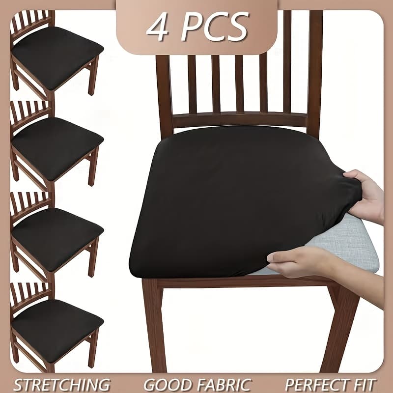 TEMU 4pcs Solid Color Brushed High Chair Cover And Comfortable Chair Cover Chair Cover Suitable For Dining Chairs Office And Home Decoration Kitchen Decor And Accessories