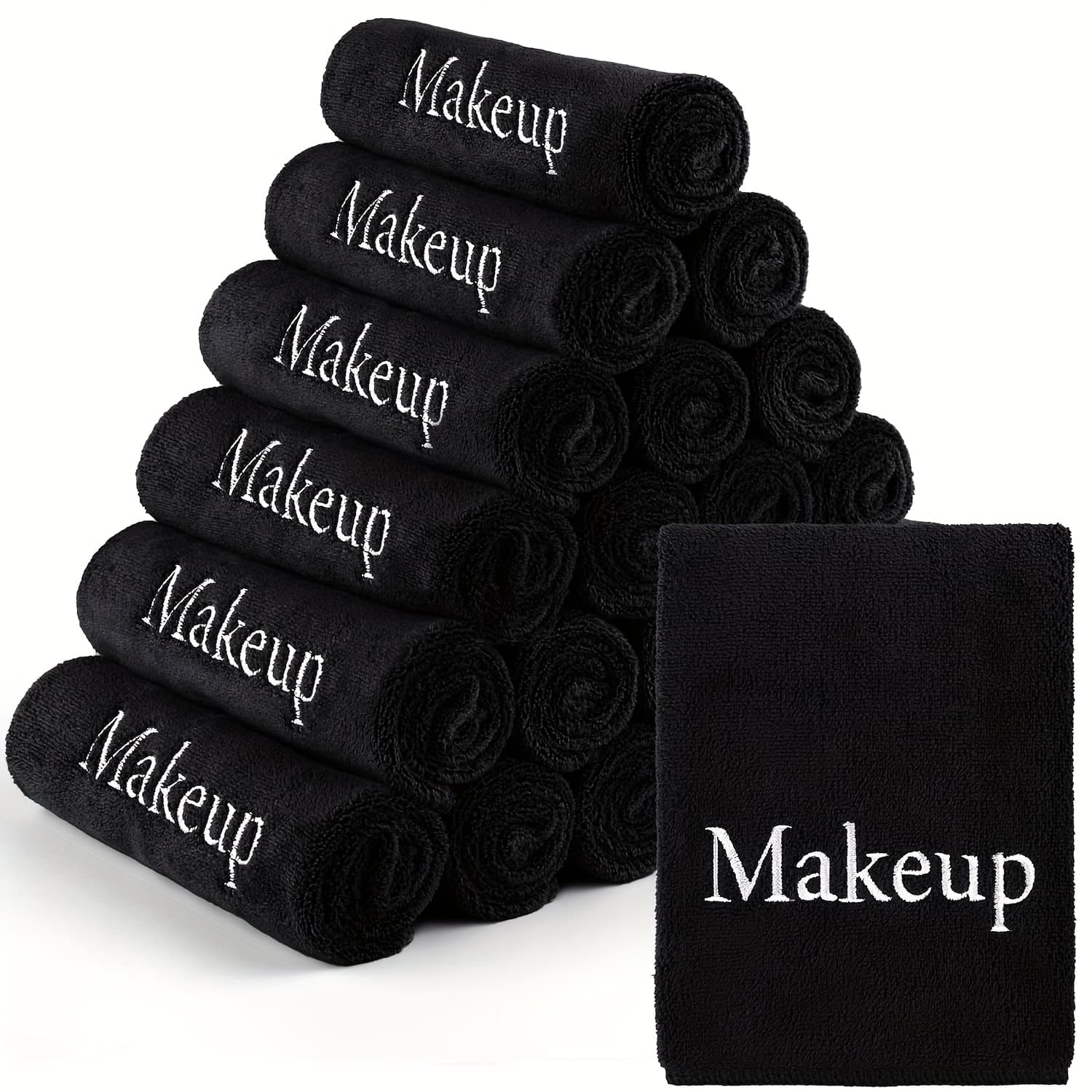 TEMU Microfiber Makeup Towels, Reusable Soft Absorbent Facial Cloths With Embroidery For Women' Beige Care, Contemporary Style