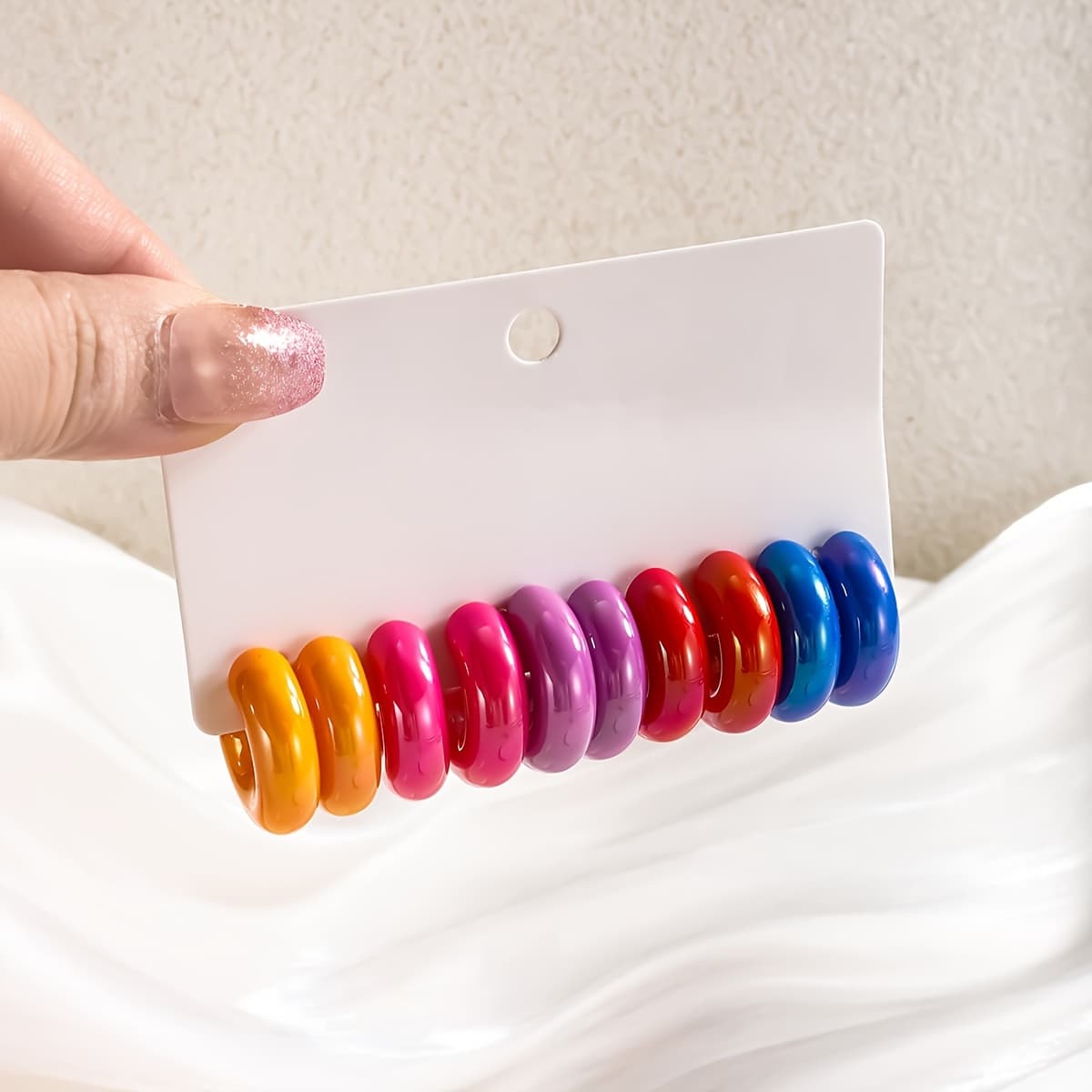 TEMU 10pcs Acrylic Women's Fashion Hoop Earrings, Forest-style Sweet And Cute Earrings, Suitable For Gifting