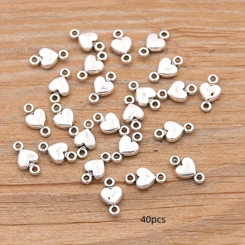 TEMU 40pcs Alloy Charm Small Peach Heart Connector Pendant Handmade Craft Pendant For Diy Bangle Necklace Bracelet Making Accessories 10x5mm